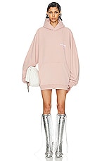 Balenciaga Large Fit Hoodie in Light Pink & White, view 1, click to view large image.
