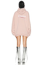 Balenciaga Large Fit Hoodie in Light Pink & White, view 3, click to view large image.