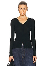 Balenciaga Cashmere Fitted Cardigan in Black, view 1, click to view large image.