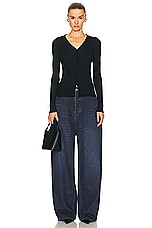 Balenciaga Cashmere Fitted Cardigan in Black, view 4, click to view large image.