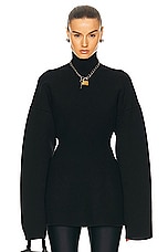 Balenciaga Cashmere Hourglass Turtleneck Sweater in Black, view 1, click to view large image.