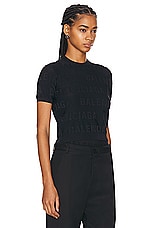 Balenciaga Short Sleeve Crewneck Sweater in Black, view 2, click to view large image.
