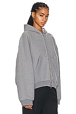 Balenciaga Boxy Zip Up Hoodie in Heather Grey & White, view 2, click to view large image.