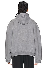 Balenciaga Boxy Zip Up Hoodie in Heather Grey & White, view 3, click to view large image.