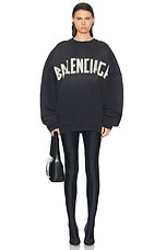 Balenciaga Double Front Crewneck Sweater in Washed Black & Faded Black, view 4, click to view large image.