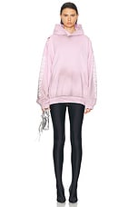Balenciaga Medium Fit Hoodie in Light Pink & White, view 5, click to view large image.