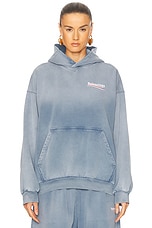 パーカー・フーディ BALENCIAGA FW25 Medium Fit Hoodie Balenciaga Medium Fit Hoodie in Faded Blue, White, & Red | FWRD