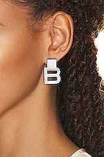 Balenciaga Hourglass Earrings in Silver, view 2, click to view large image.