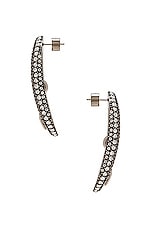 Balenciaga M Cagole Buckle Earrings in Antique Silver & Crystal, view 3, click to view large image.