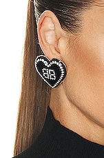 Balenciaga Crush 2.0 Earrings in Black, Silver, & Crystal, view 2, click to view large image.