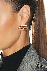 Balenciaga Bb Stud Earrings in Gold, view 2, click to view large image.