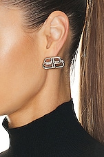 Balenciaga Bb Stud Earrings in Silver, view 2, click to view large image.