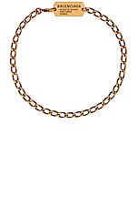 Balenciaga Tags Choker Necklace in Antique Gold, view 1, click to view large image.