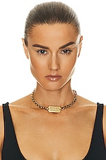 Balenciaga Tags Choker Necklace in Antique Gold, view 2, click to view large image.