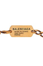 Balenciaga Tags Choker Necklace in Antique Gold, view 4, click to view large image.