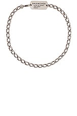 Balenciaga Tags Choker Necklace in Antique Silver, view 1, click to view large image.