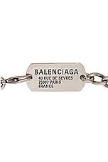 Balenciaga Tags Choker Necklace in Antique Silver, view 4, click to view large image.