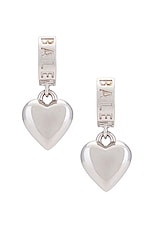 Balenciaga Sharp Heart Earrings in Silver, view 1, click to view large image.