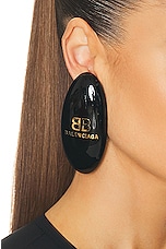 Balenciaga Hairclip Earrings in Black & Gold, view 2, click to view large image.