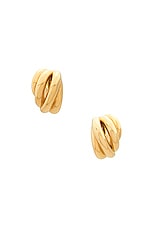 Balenciaga Saturne Earrings in Shiny Gold, view 1, click to view large image.