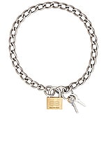 Balenciaga Locker Necklace in Antique Silver & Gold, view 1, click to view large image.