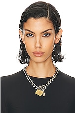 Balenciaga Locker Necklace in Antique Silver & Gold, view 2, click to view large image.