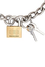 Balenciaga Locker Necklace in Antique Silver & Gold, view 3, click to view large image.