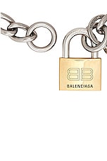 Balenciaga Locker Necklace in Antique Silver & Gold, view 4, click to view large image.