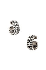 Balenciaga Glam Ear Cuffs in Antique Silver & Crystal, view 1, click to view large image.