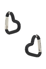 Balenciaga Love Clip Earrings in Matte Black & Antique Silver, view 1, click to view large image.