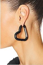 Balenciaga Love Clip Earrings in Matte Black & Antique Silver, view 2, click to view large image.