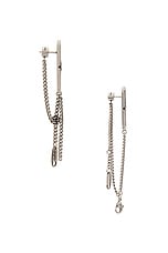 Balenciaga BB Icon Tangled Earring in Antique Silver, view 3, click to view large image.