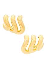 Balenciaga Loop Trio Earring in Shiny Gold, view 1, click to view large image.