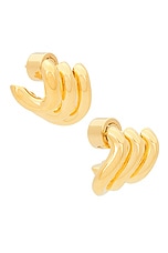 Balenciaga Loop Trio Earring in Shiny Gold, view 3, click to view large image.