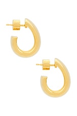Balenciaga Plated Earring in Brass Gold, view 3, click to view large image.