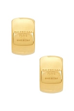 Balenciaga Plated Earring in Brass Gold, view 4, click to view large image.