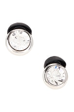 Balenciaga Berlin Earrings in Shiny Silver, Crystal, & Black, view 3, click to view large image.