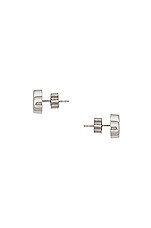 Balenciaga XS BB Stud Earrings in Silver, view 3, click to view large image.