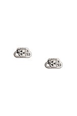 Balenciaga XS BB Stud Earrings in Silver, view 4, click to view large image.