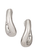 Balenciaga Loop Earrings in Shiny Silver, view 1, click to view large image.