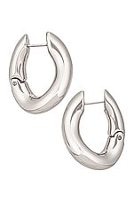 Balenciaga Loop Earrings in Shiny Silver, view 3, click to view large image.