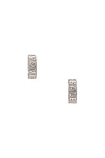 Balenciaga Force Striped Earrings in Shiny Silver, view 4, click to view large image.