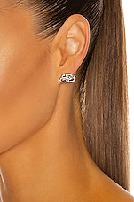 Balenciaga XS BB Crystal Stud Earrings in Brass & Silver, view 2, click to view large image.