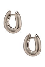 Balenciaga XXS Loop Earrings in Shiny Silver, view 1, click to view large image.