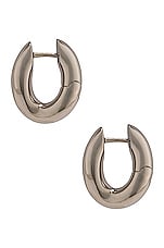 Balenciaga XXS Loop Earrings in Shiny Silver, view 2, click to view large image.