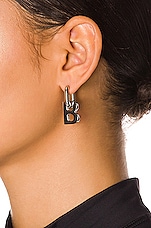 Balenciaga XS B Chain Earrings in Shiny Silver, view 2, click to view large image.