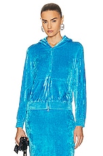 Balenciaga Fitted Zip Up Hoodie in Azure, view 2, click to view large image.