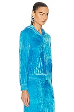 Balenciaga Fitted Zip Up Hoodie in Azure, view 3, click to view large image.