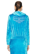 Balenciaga Fitted Zip Up Hoodie in Azure, view 4, click to view large image.