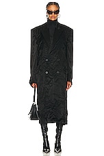 Balenciaga Steroid Double Breasted Coat in Black, view 1, click to view large image.